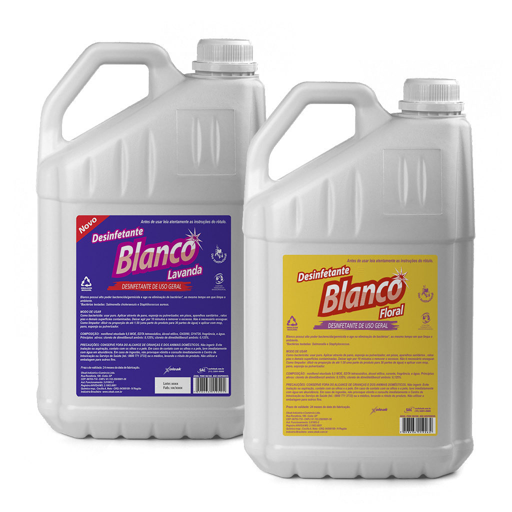 Blanco Desinfetante possui alto poder germicida, agindo rapidamente na eliminação de bactérias, ao mesmo tempo que limpa e perfuma os ambientes.