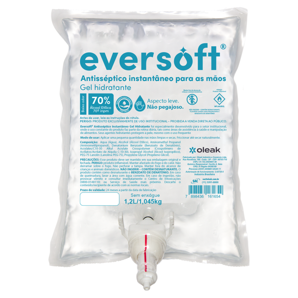 Eversoft Antisséptico Instantâneo Gel Bag 1,2L