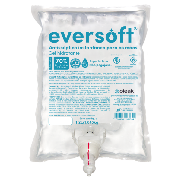 Eversoft Antisséptico Instantâneo Gel Bag 1,2L