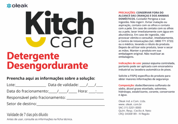 Etiqueta Kitch Care Desengordurante