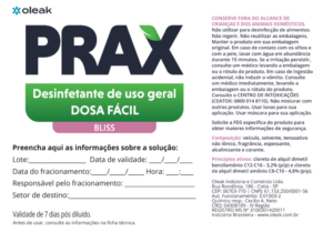 Etiqueta Prax Desinfetante Dosa Fácil Bliss