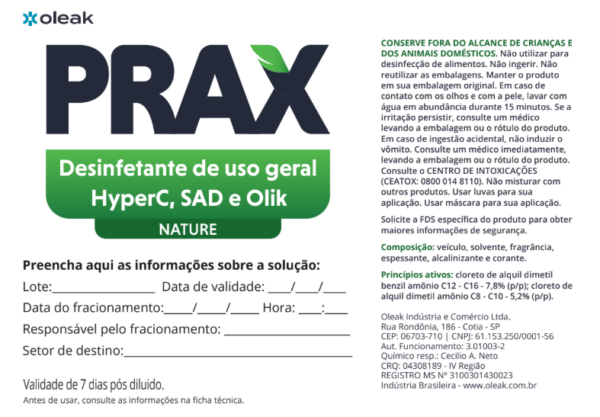 Etiqueta Prax Desinfetante HyperC Nature