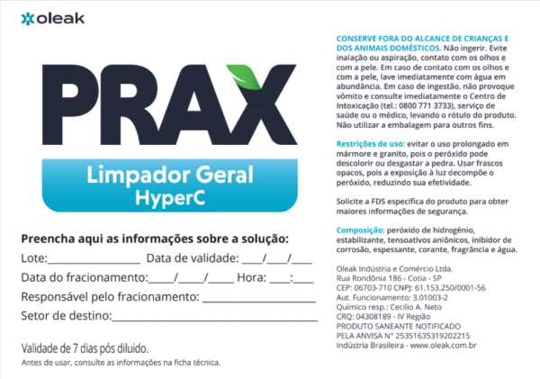 Etiqueta Prax Limpador Geral HyperC
