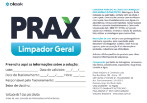 Etiqueta Prax Limpador Geral 5L