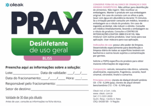 Etiqueta Prax Desinfetante Bliss