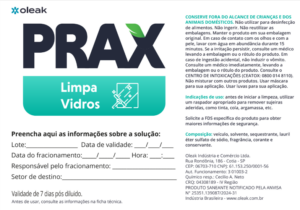 Etiqueta Prax Limpa Vidros