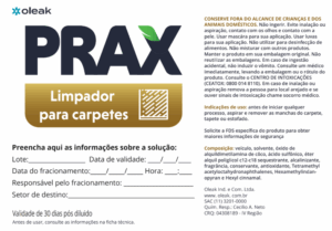 Etiqueta Prax Limpador para Carpetes